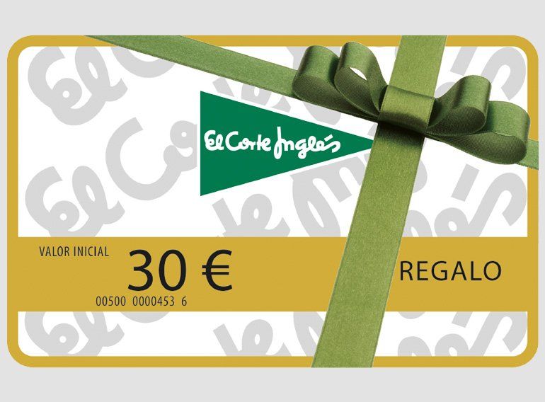 Una tarjeta regalo de el corte inglés con un lazo verde