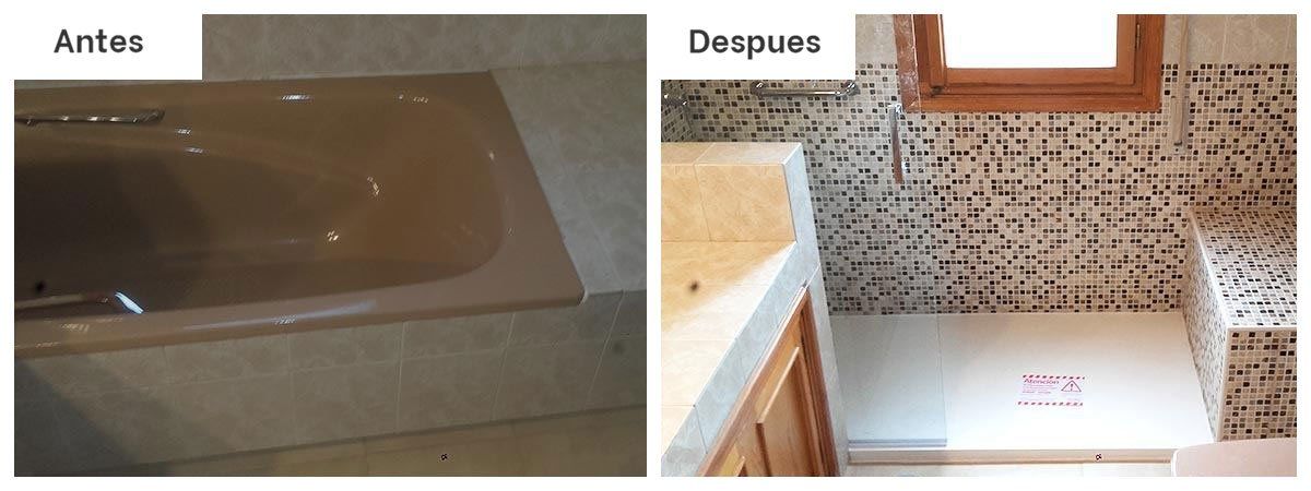 Una foto del antes y el después de una bañera y un baño