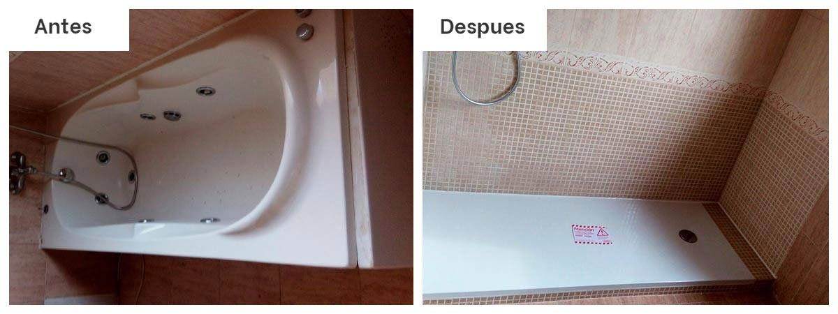 antes y despues de un baño de securibath después de una cambio de bañera por ducha