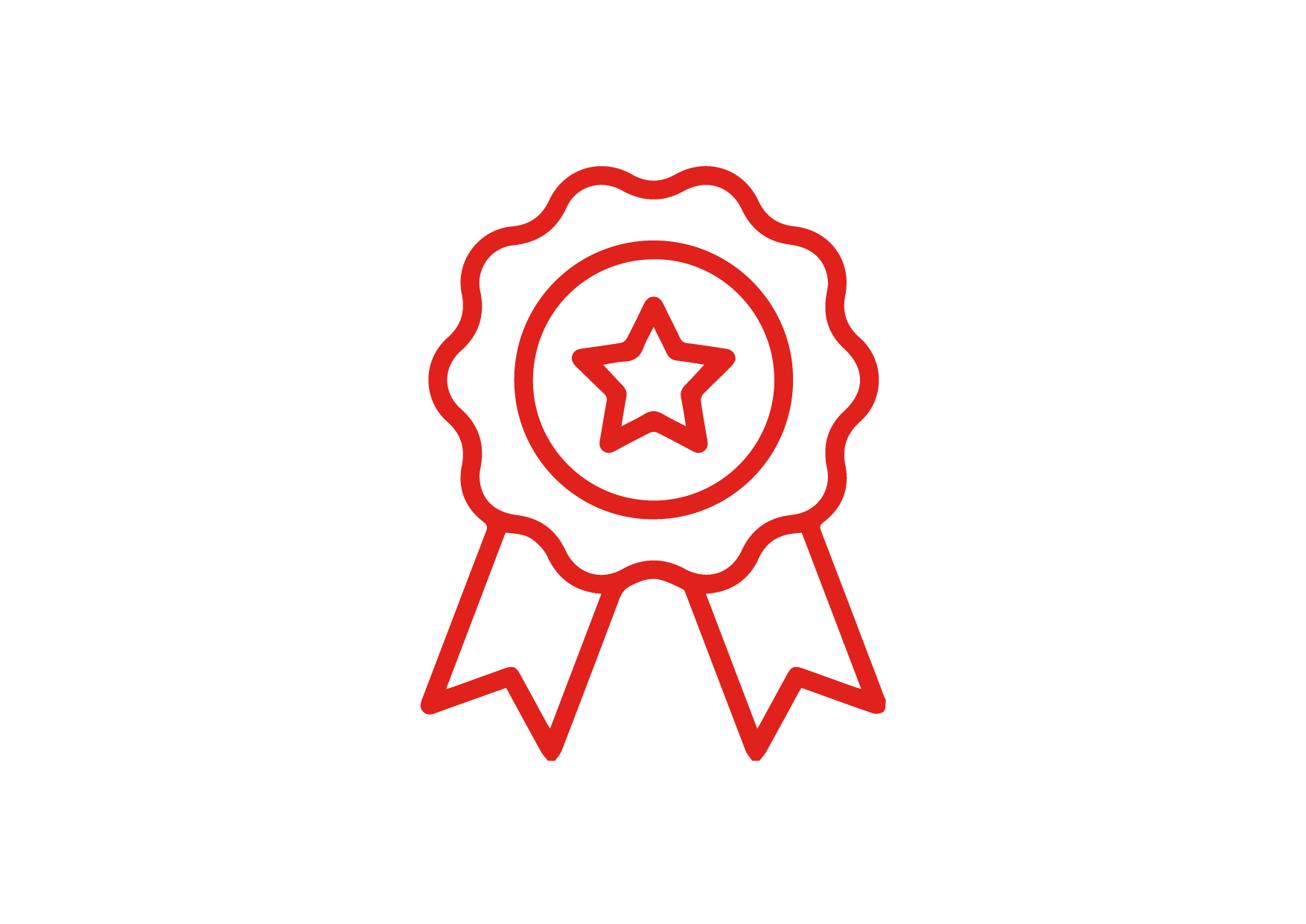 Una cinta roja con una estrella en el medio sobre un fondo blanco.