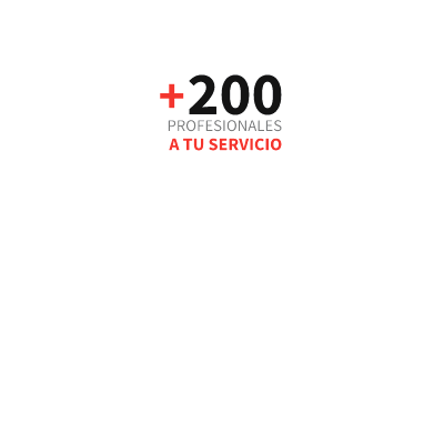 Hay 200 profesionales a tu servicio sobre un fondo blanco.