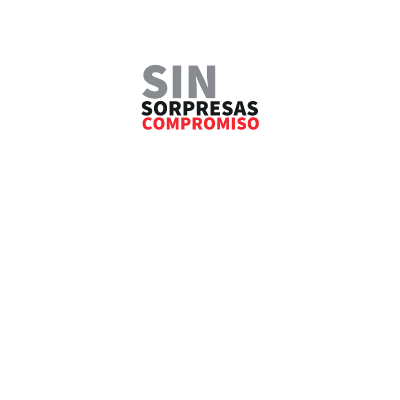 Un logo que dice sin sorpresas compromiso sobre un fondo blanco.