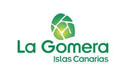A green and white logo for la gomera islas canarias