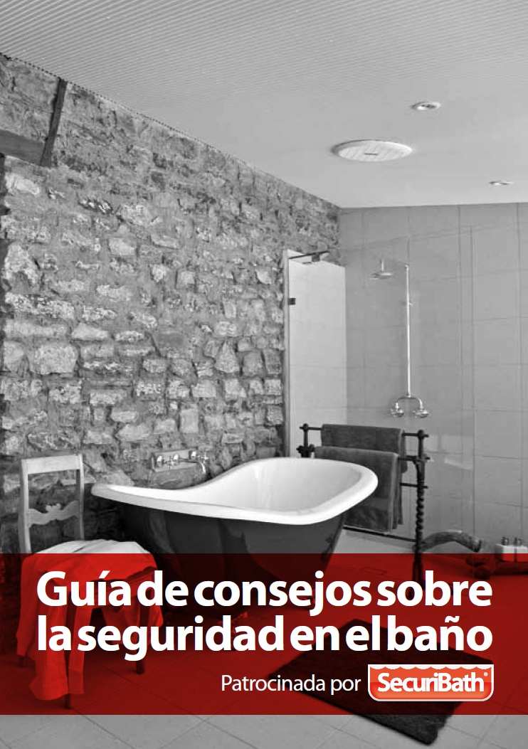 Baño en blanco y negro con bañera exenta. Texto: