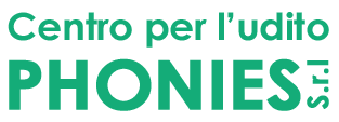 Logo per Centro per l'udito PHONIES srl con testo verde su sfondo bianco