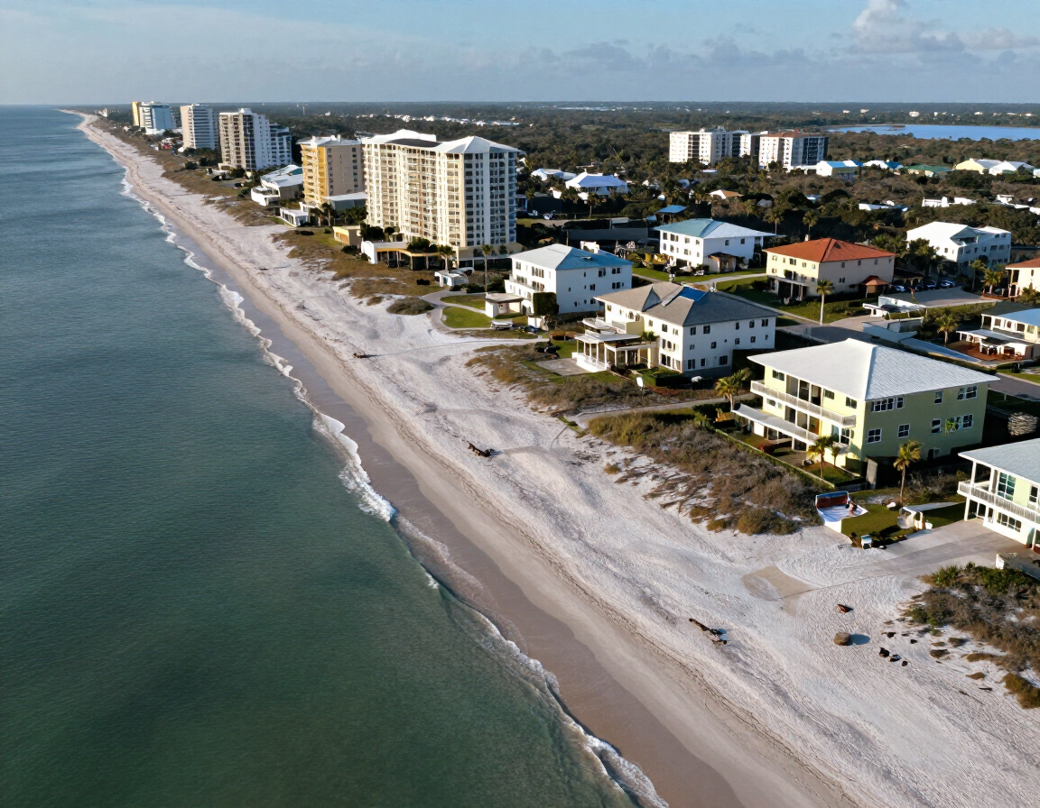 Aerial view of Perdido Key beachfront homes
