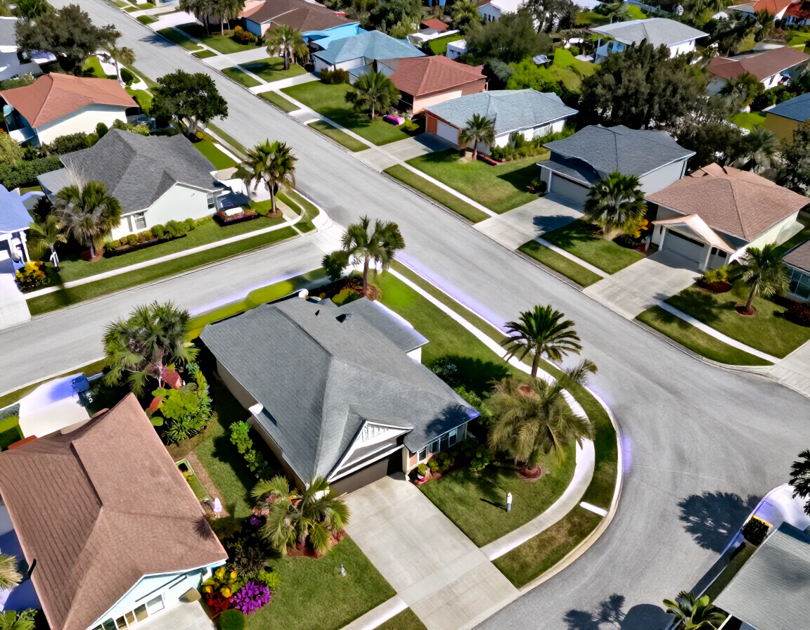 Aerial view of Pace rooftops