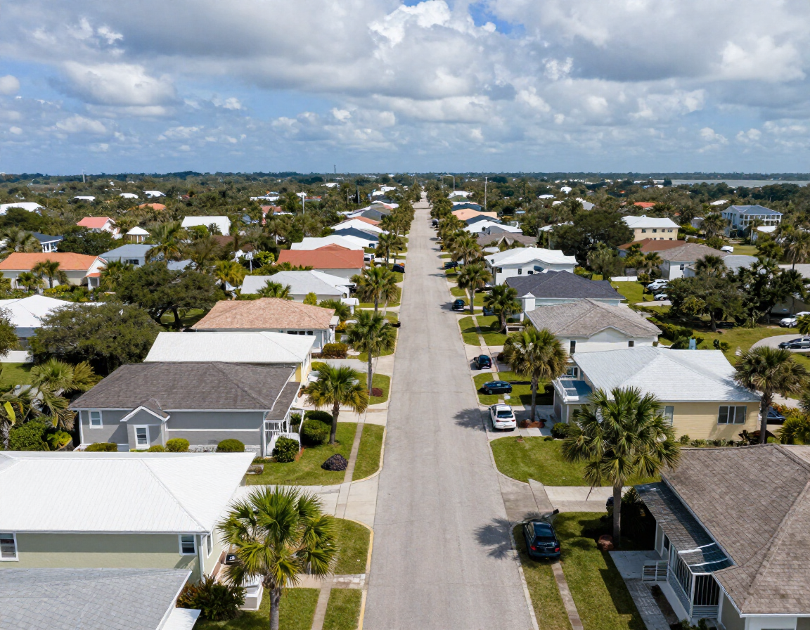 Aerial view of a Pensacola residential street