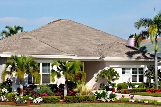 Completed architectural shingle roof on a Florida home