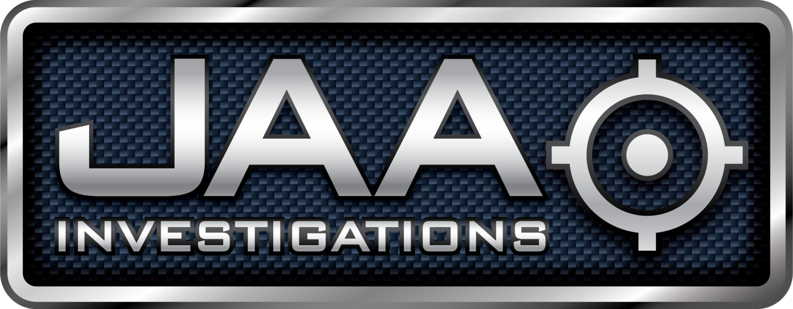 A logo for jaa investigations on a blue background