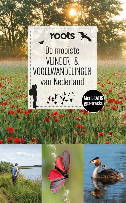 Omslag van het boek "Wortels": veld met klaprozen, gids voor vlinder- en vogelwandelingen in Nederland.