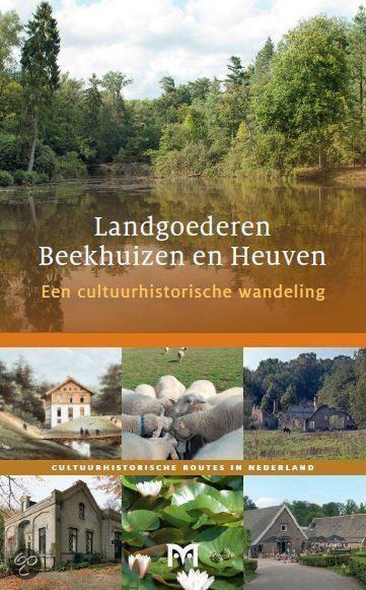 Book cover: "Landgoederen Beekhuizen en Heuven," cultural history walking guide; scenic views and architectural photos.
