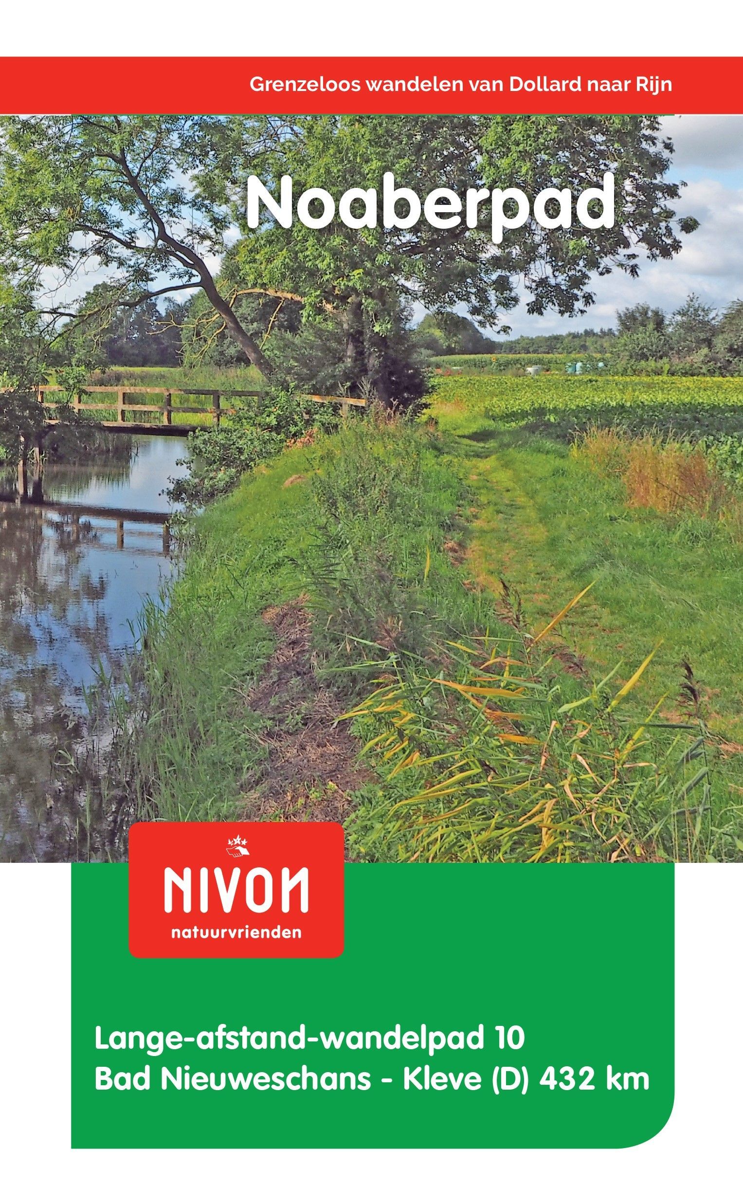 Book cover: Green path along water, "Noaberpad" title. NIVON logo, "Bad Nieuweschans - Kleve (D)".