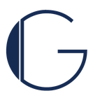 A dark blue logo consisting of a stylized letter 