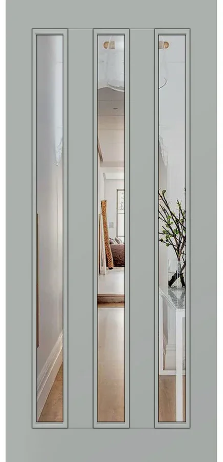 A green door with long windows looking into a living room  — Superior Windows & Doors Taree, NSW