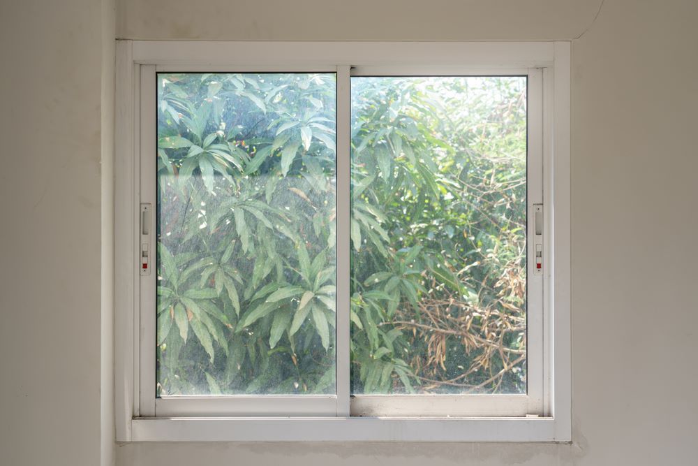 A Sliding Glass Window With a View of Trees in a Room — Superior Windows & Doors Taree, NSW