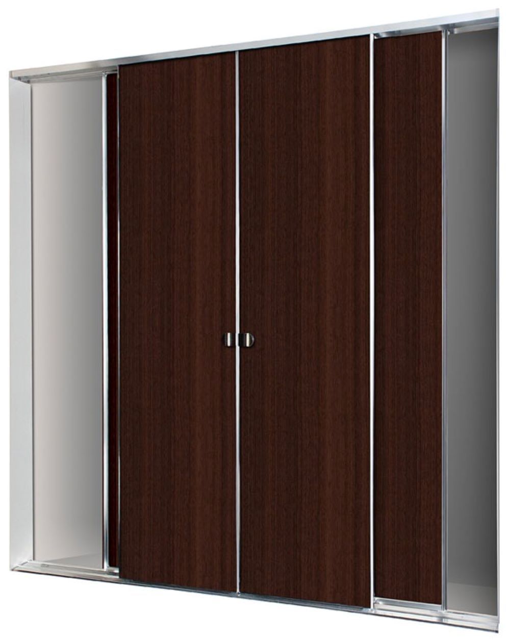 A Large Wooden Cabinet With Sliding Doors on a White Wall — Superior Windows & Doors Taree, NSW