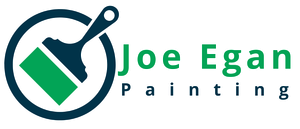 The logo for joe egan painting shows a brush and a green square.