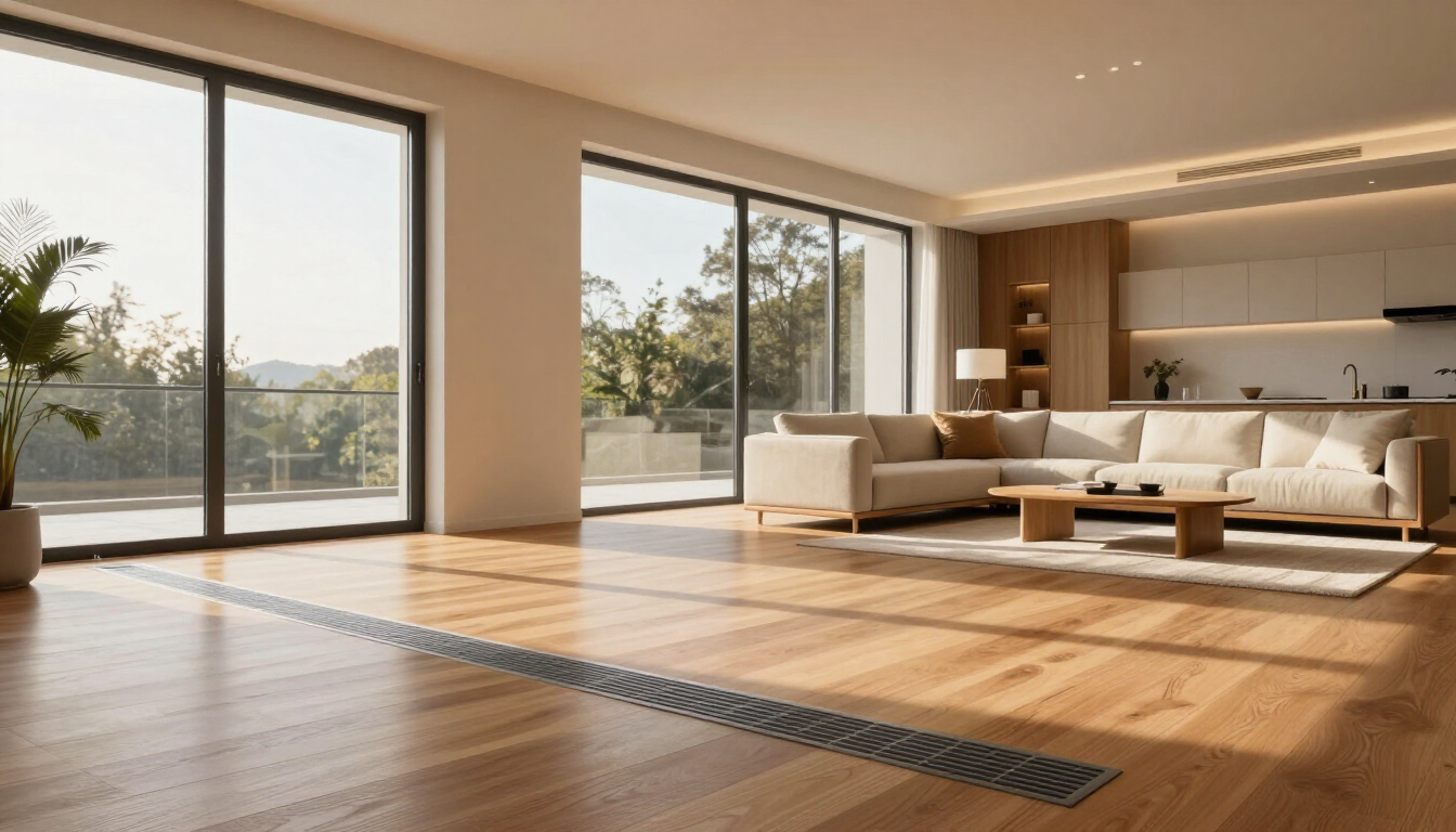 Interior moderno con piso radiante