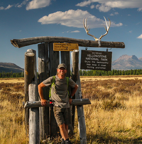 Brian Farrell, Owner - Trail Guides Yellowstone Brian Farrell, the owner of Trail Guides Yellowstone, poses for a photo in the remote Thorofare region of Yellowstone National Park.