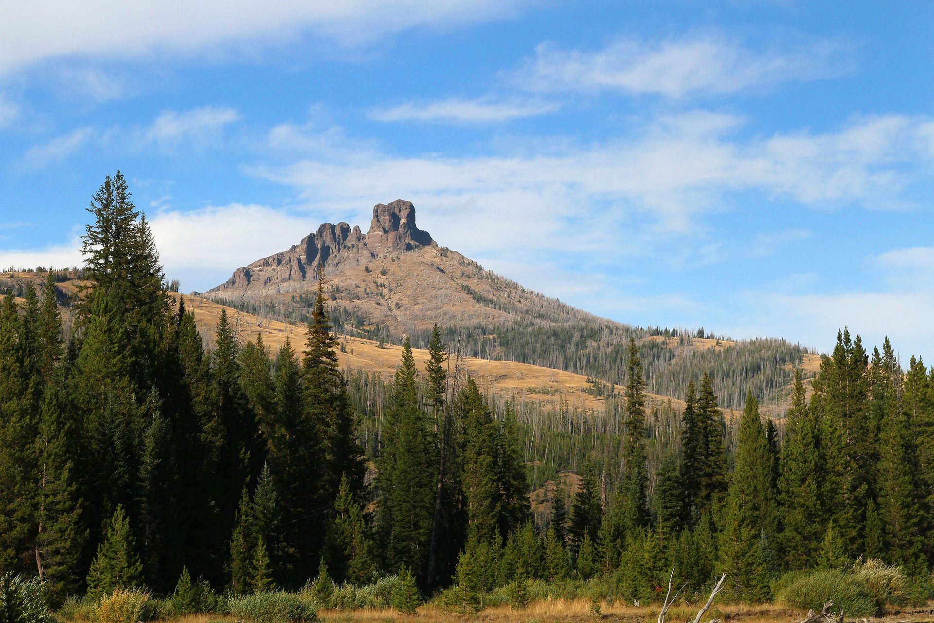 Volcanic formations along Yellowstone's southeastern borders.