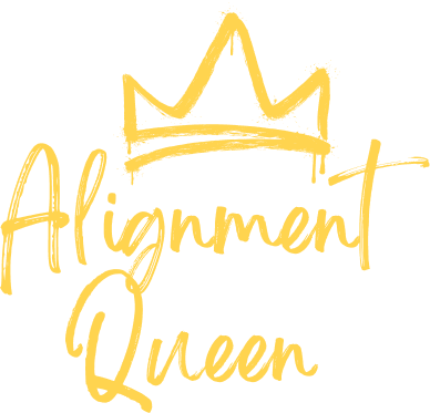 Gold crown above “Alignment Queen” in cursive lettering on a white background | Cruz-N-Carz