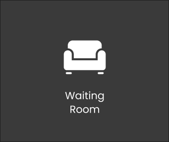 White couch drawing with text under it saying 'Waiting Room' | Cruz N Carz