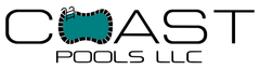 Logo of Coast Pools featuring a stylized blue wave forming a "C" on a black background.