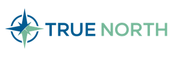 True North logo with teal compass icon and blue text on white background