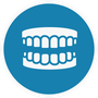 White teeth icon within a blue circle.