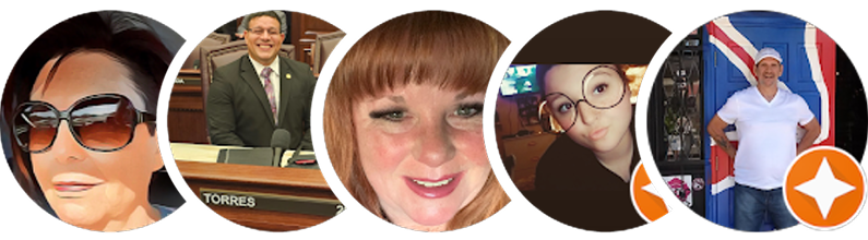 Five people in circular profile photos.