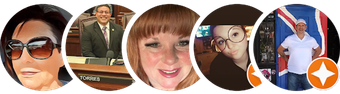 Five people in circular profile photos.