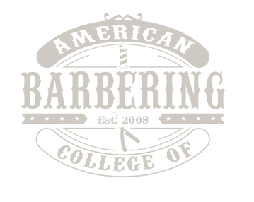 A logo for the american college of barbering