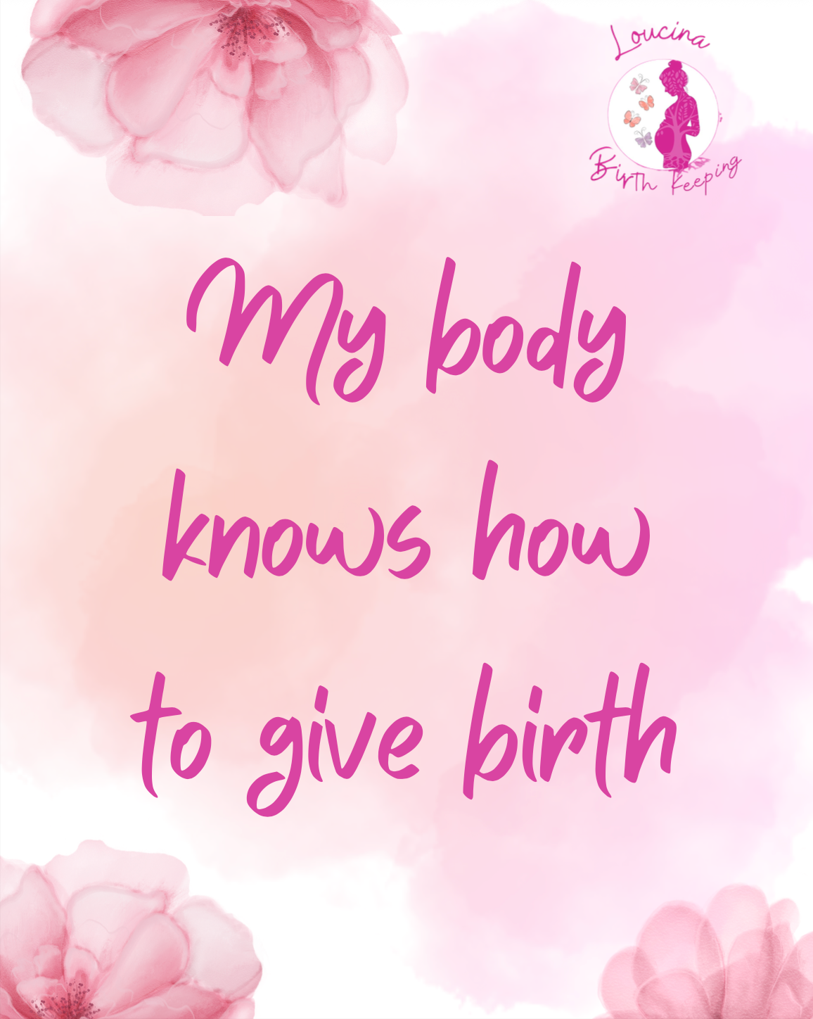 Pink watercolor background with the words