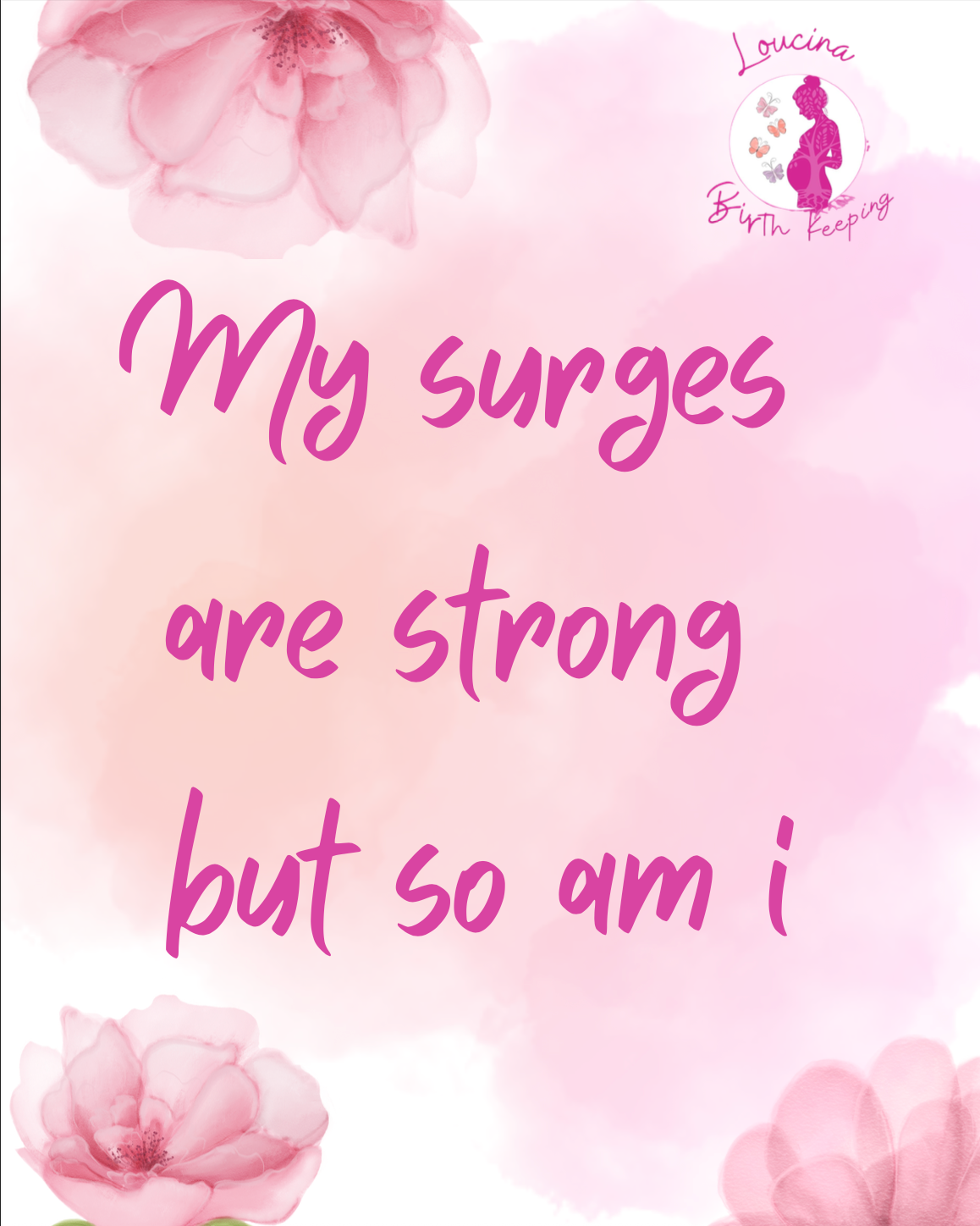 Text on a pink watercolor background: