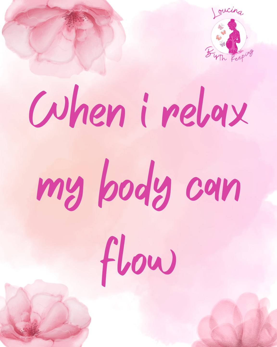 Pink floral background with text: