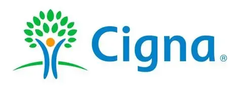 Cigna logo with a green-and-blue stylized tree and blue wordmark