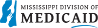 Mississippi Division of Medicaid logo with blue state silhouette and text