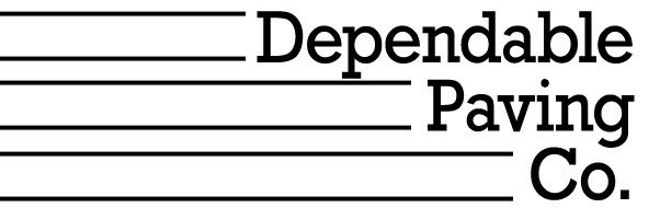 Dependable Paving Co. logo with text and horizontal lines.