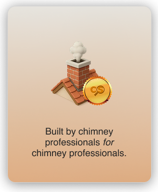 Illustration of a brick chimney with smoke, a gold coin, and text: 
