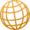 Golden globe illustration with curved lines forming a grid.