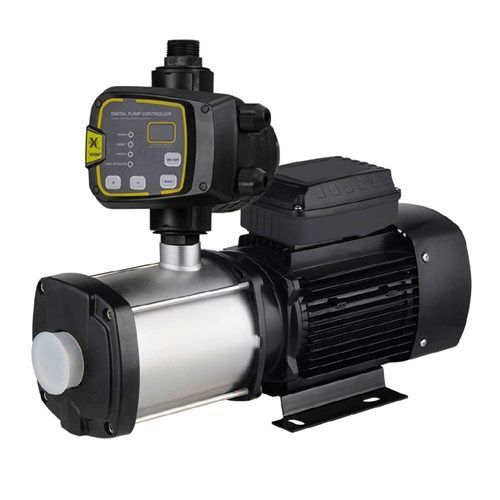 A Stainless Steel Water Pump With a Digital Controller Attached to It — The Pump Doctor In Kuluin, QLD