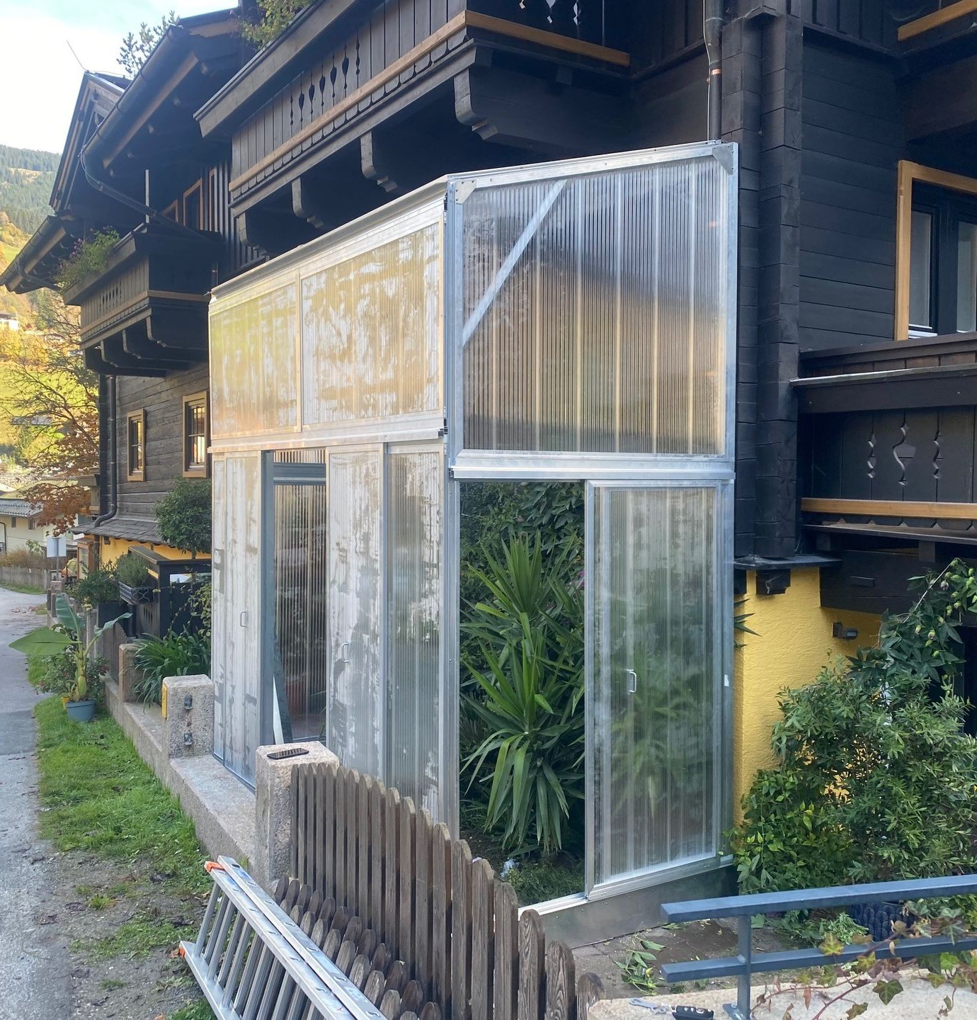 angebautes Pultdach Gewächshaus 2x3,5m