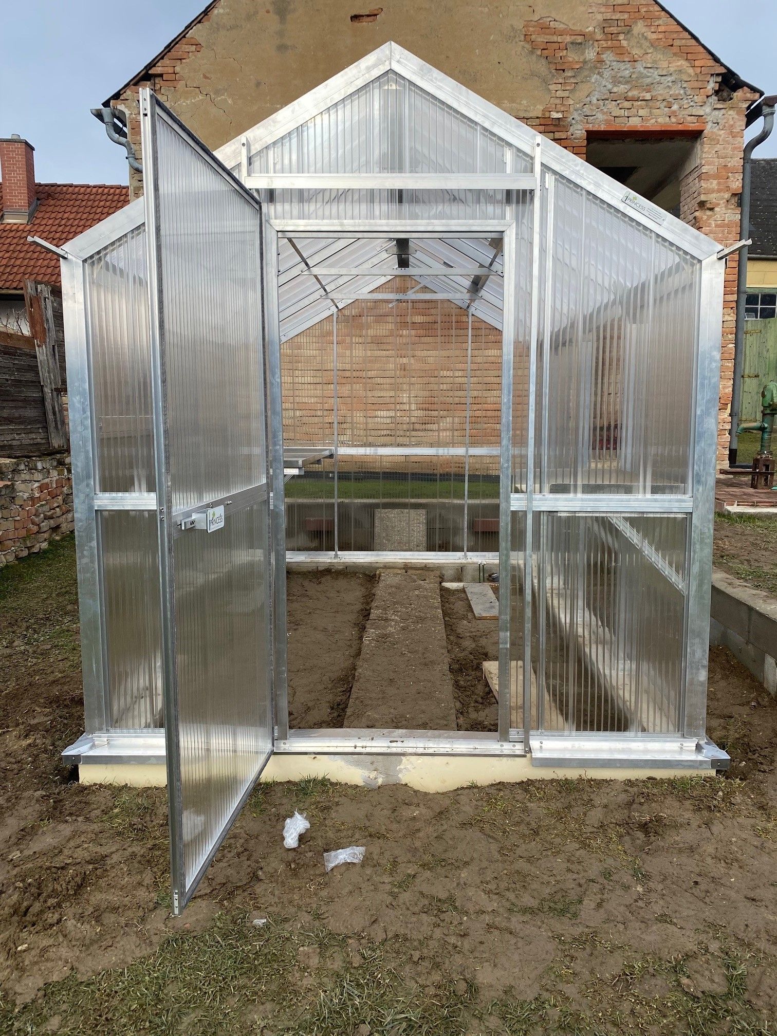 Satteldach Gewächshaus freistehend 2x4m