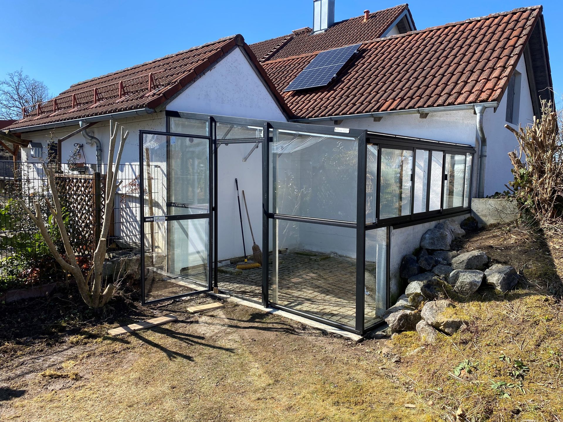 Anlehn Pultdach Gewächshaus 3x3m schwarz