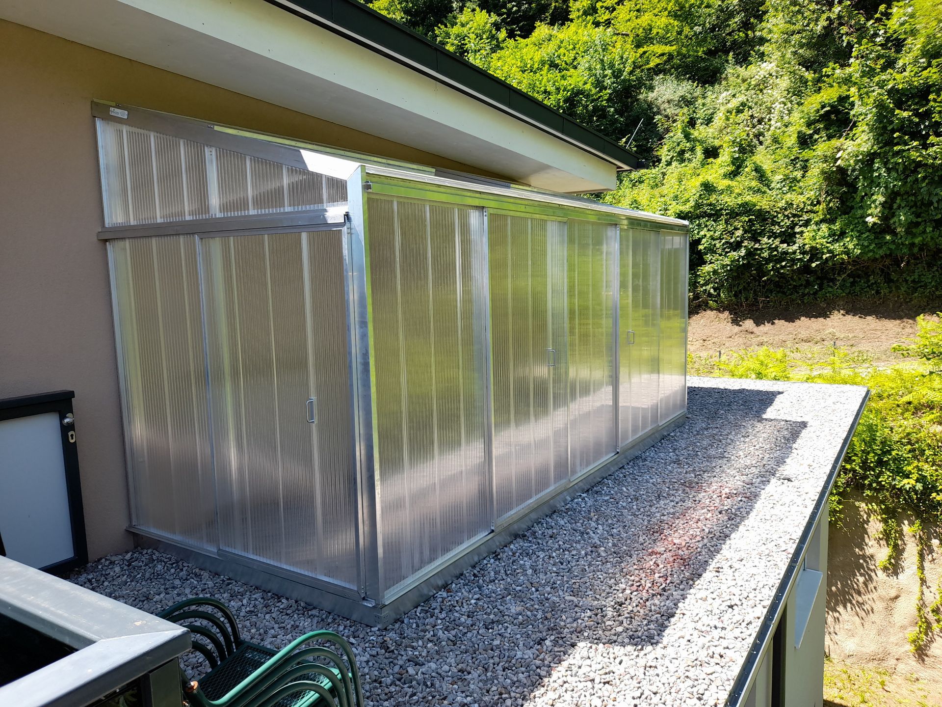 Anlehn Pultdach Gewächshaus auf Dachterasse 2x5m
