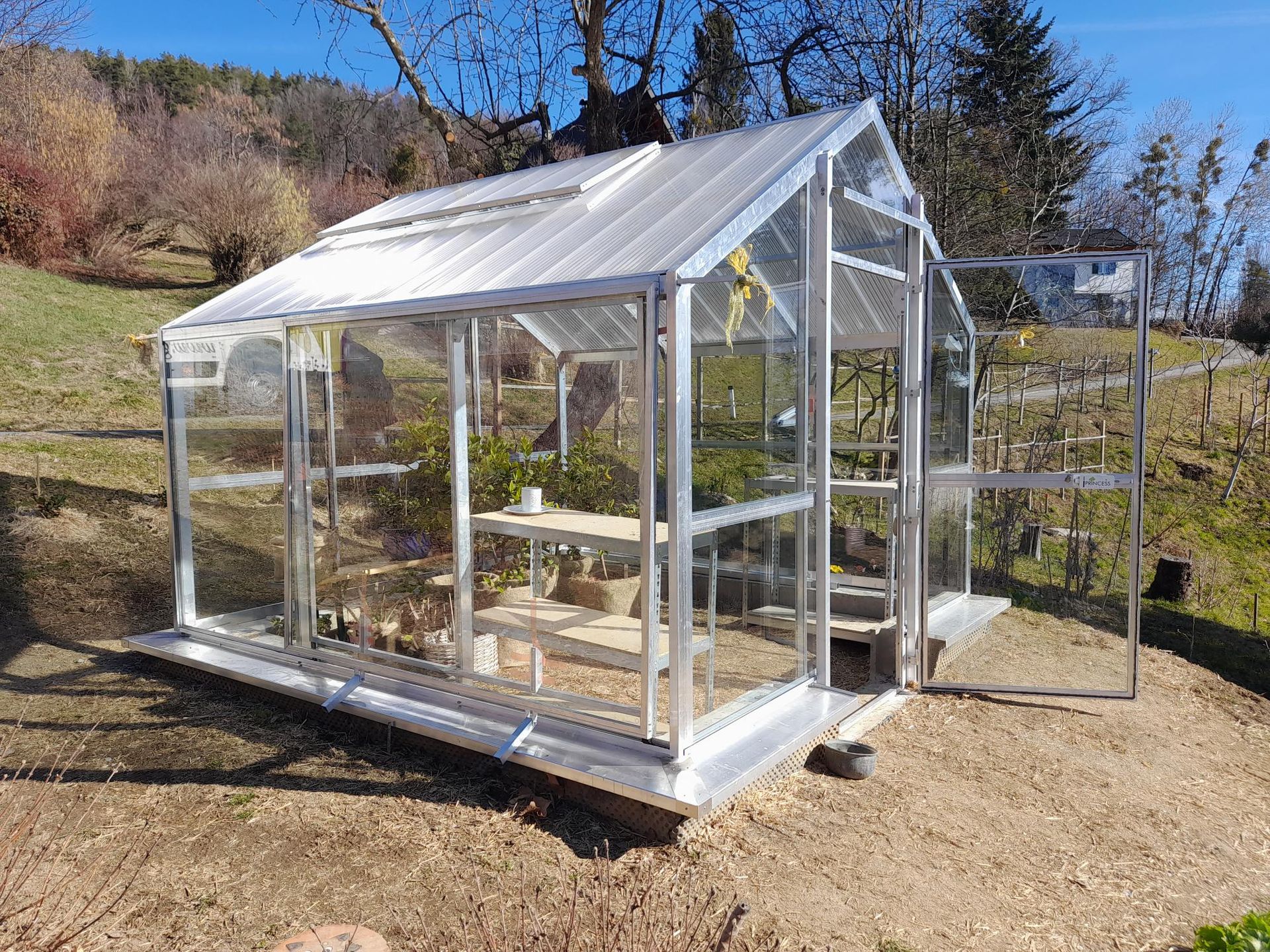 Freistehendes Gewächshaus Echtglas 3x3m