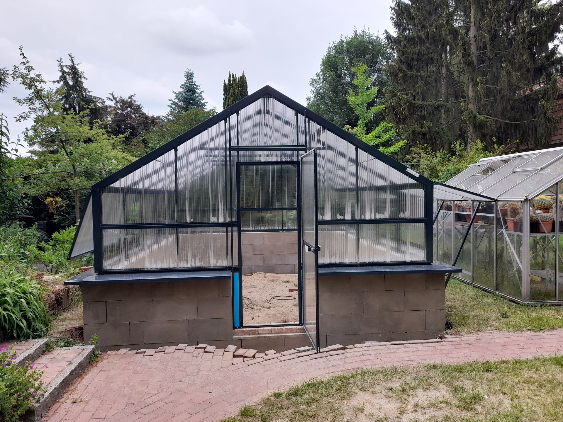 Hochfundament Gewächshaus mit Klappelementen 4x5m anthrazit