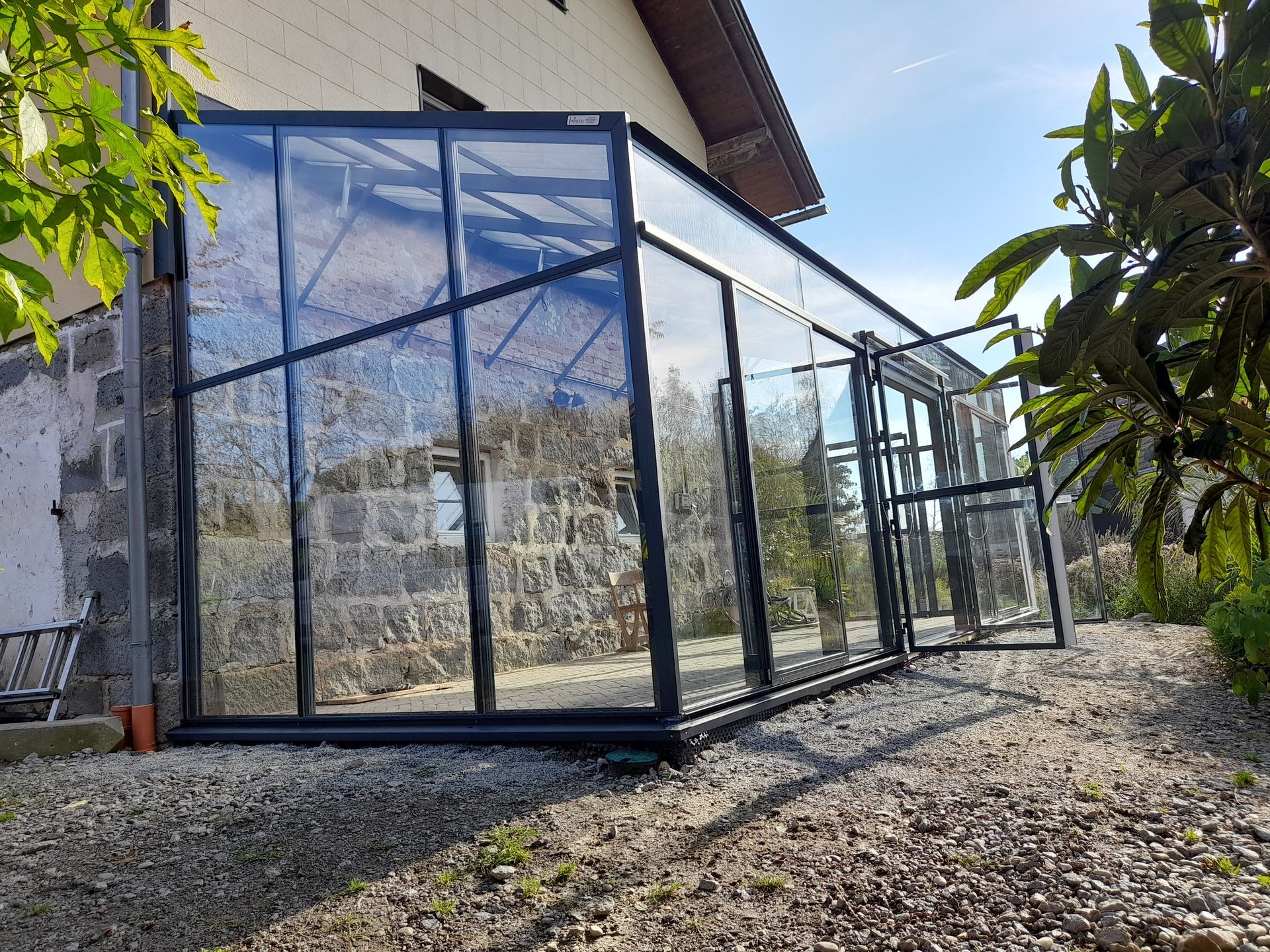 Anlehn Pultdach Gewächshaus 3x8m