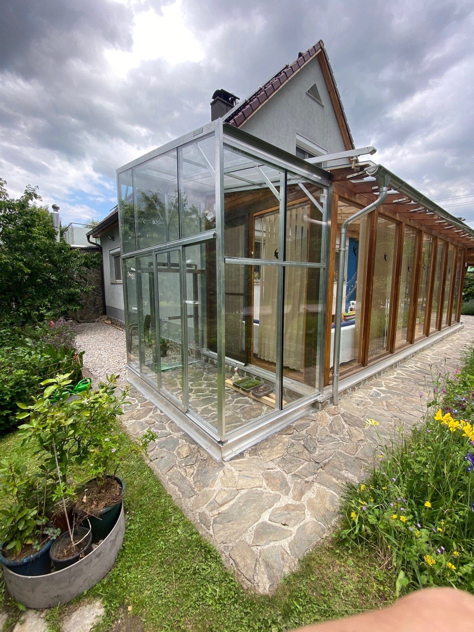 Pultdach Gewächshaus 2x3m Echtglas